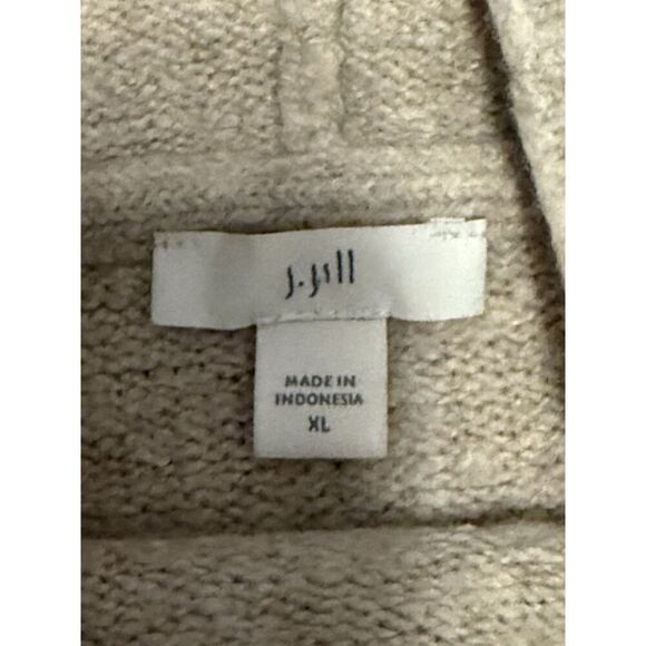 J Jill Turtle Neck Sweater Cozy Wool Cotton Blend Beige Oatmeal Tunic Warm XL - Picture 4 of 9
